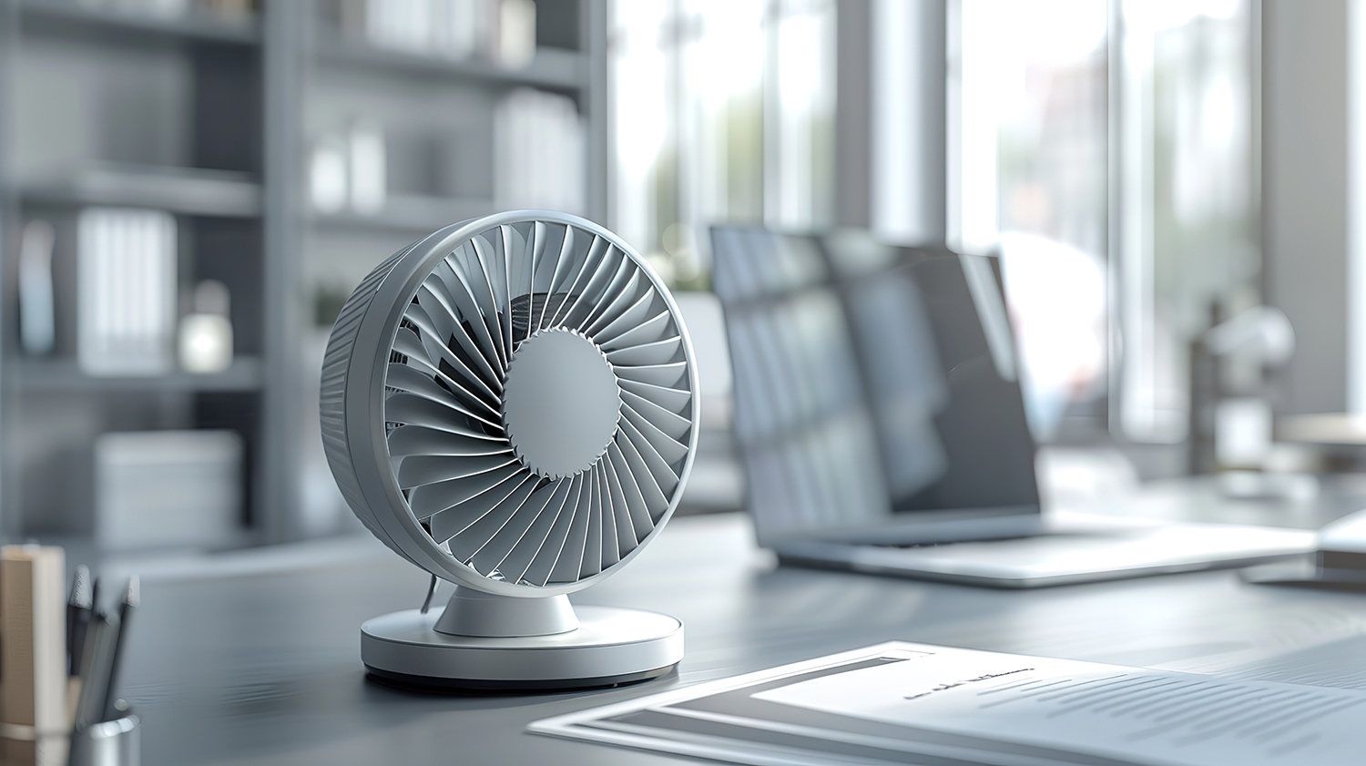 千库网_夏天办公桌上的小风扇照片_摄影图编号20641408
